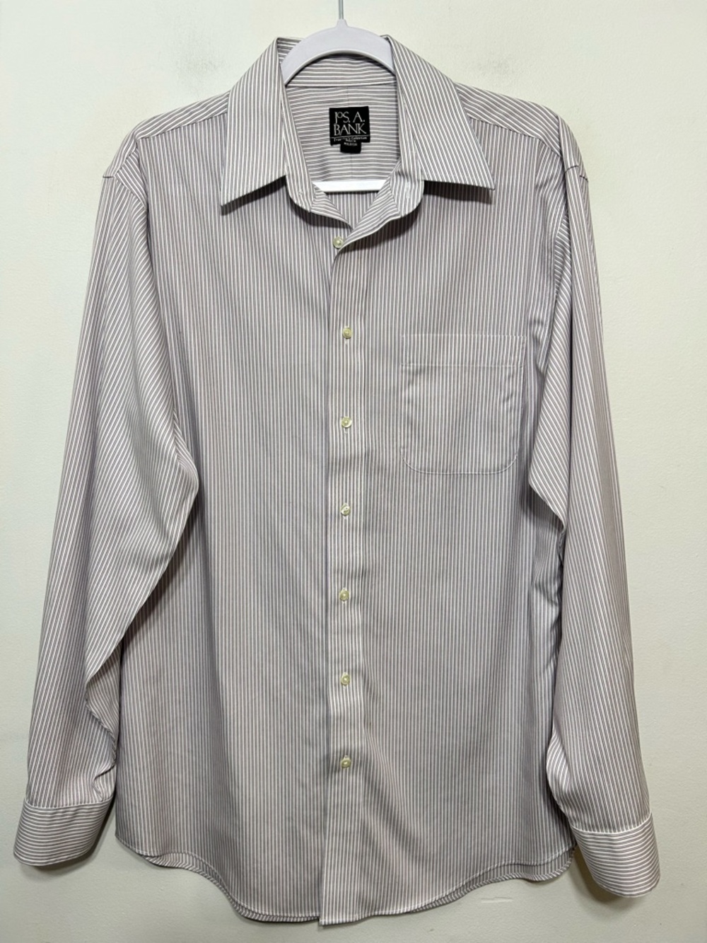 Jos A Bank Travelers Collection Tailored Fit Striped Button Up Shirt